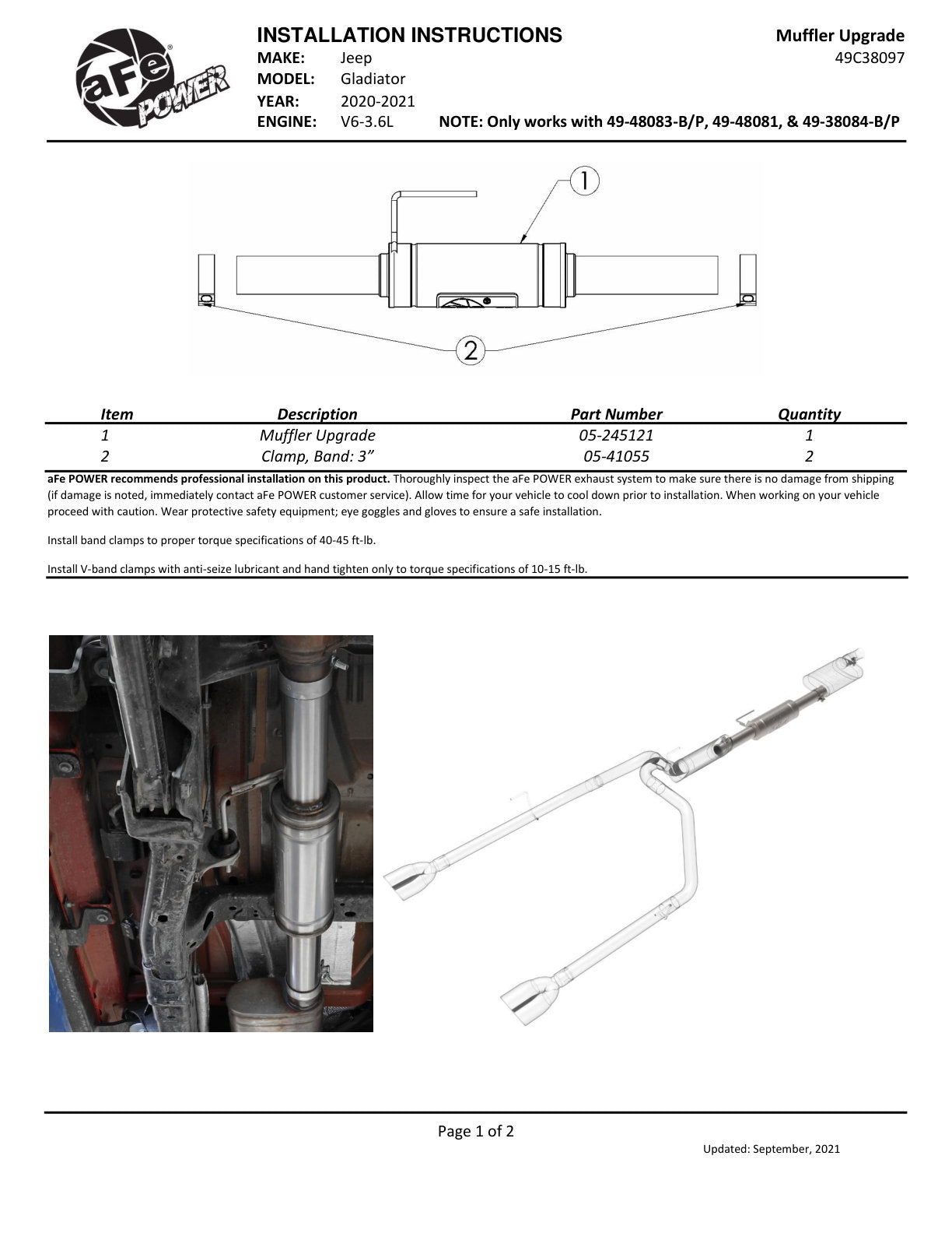 aFe 3in T304 Stainless Steel Vulcan Series Muffler Upgrade Pipe | Vulcan Series (49C38097)