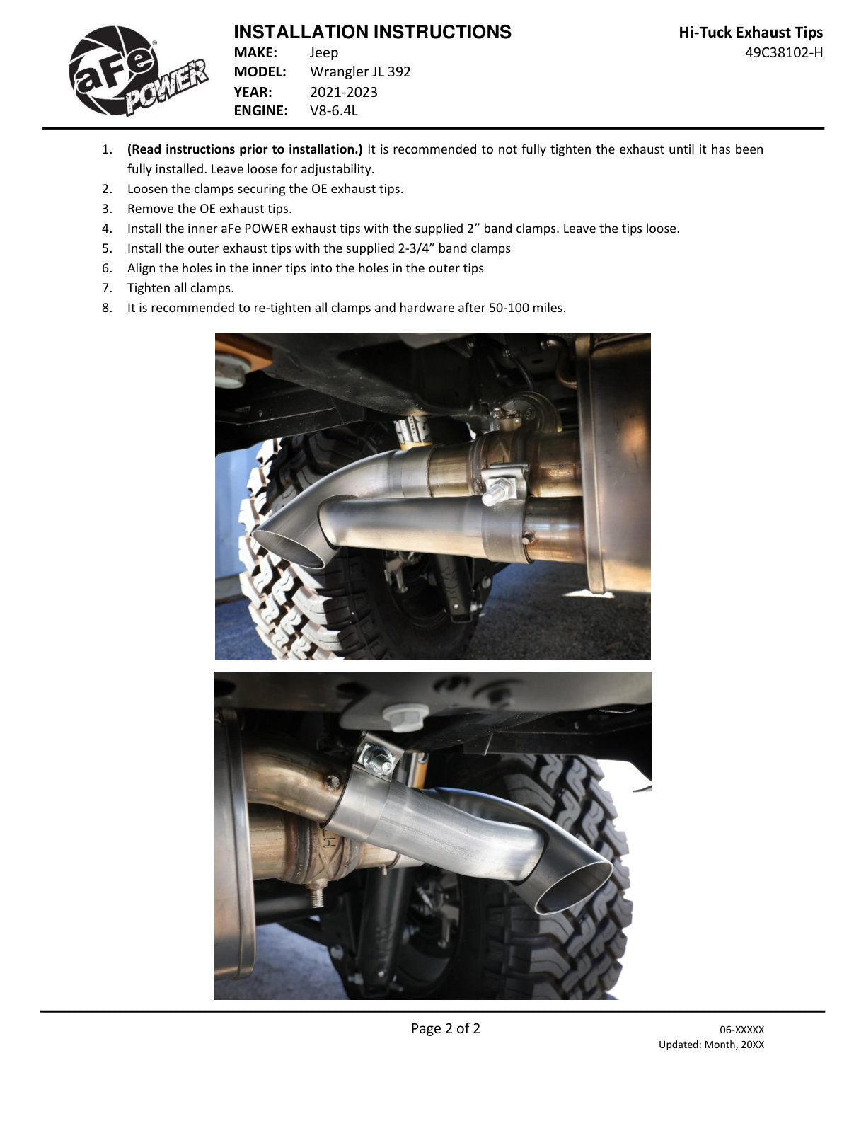 aFe MACH Force-Xp SS OE Replacement Exhaust Tip | Jeep JL Rubicon (21-23) (49C38102-H)