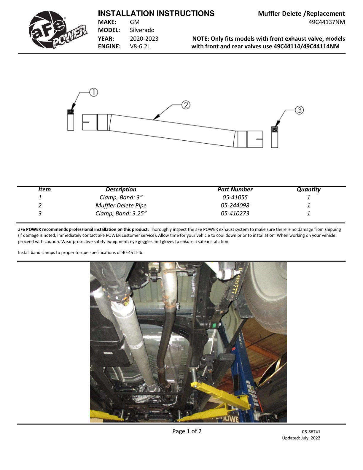 aFe Apollo GT Series 409 SS Muffler Delete Pipe | Silverado 1500 (20-21,23-24) (49C44137NM)