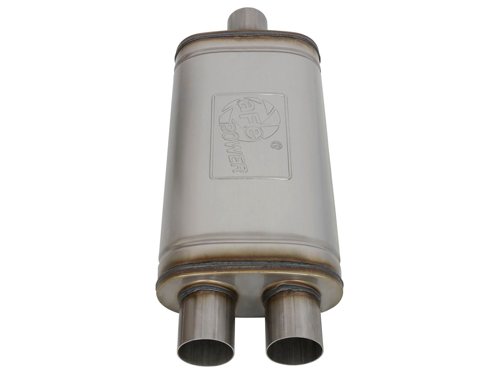 aFe SS 2.5in Center Dual Outlet Muffler | Universal 18in L (49M00009)