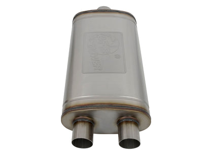 aFe MACH Force-Xp 409 SS Muffler | Universal 3in Center Inlet / 2.5in Dual Outlets (49M00014)