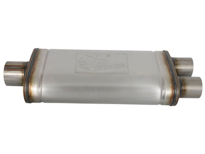 aFe MACH Force-Xp 409 SS Muffler | Universal 3in Center Inlet / 2.5in Dual Outlets (49M00018)