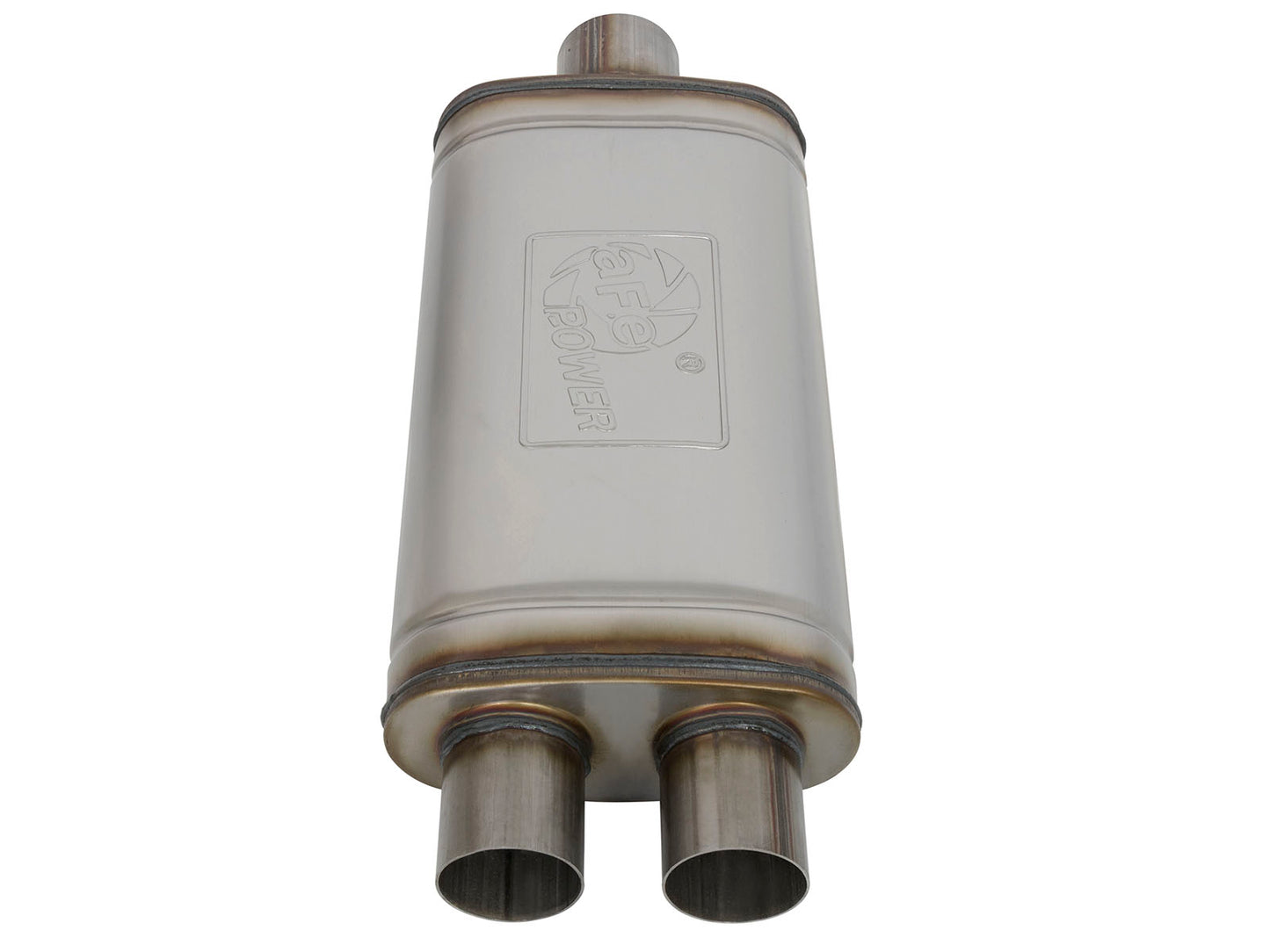aFe MACH Force-Xp 409 SS Muffler | Universal 3in Center Inlet / 2.5in Dual Outlets (49M00018)