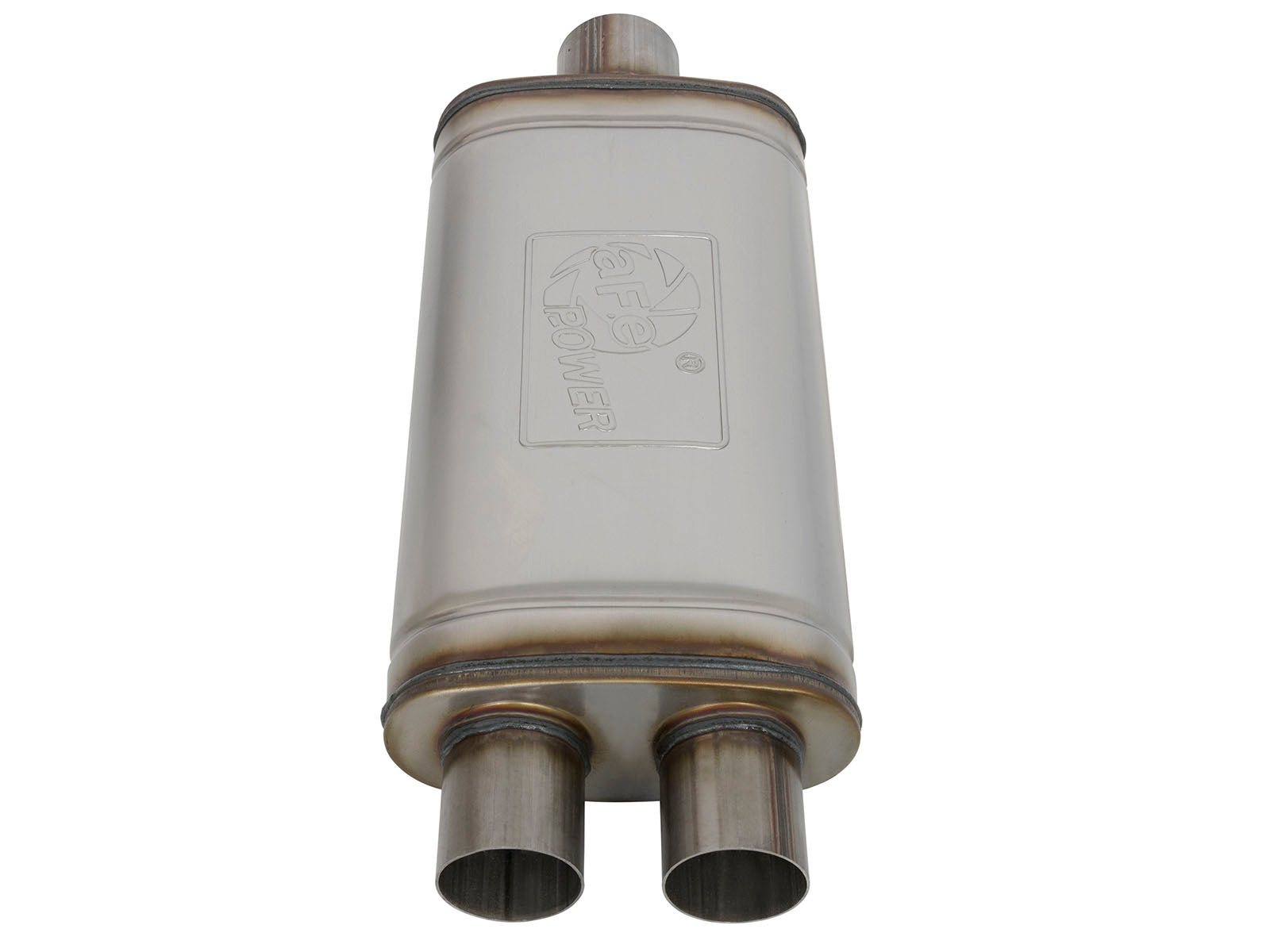 aFe MACH Force-Xp 409 SS Muffler | Universal 3in Center Inlet / 2.5in Dual Outlets (49M00018)