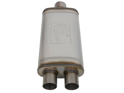 aFe MACH Force-Xp 409 SS Muffler | Universal 3in Center Inlet / 2.5in Dual Outlets (49M00018)