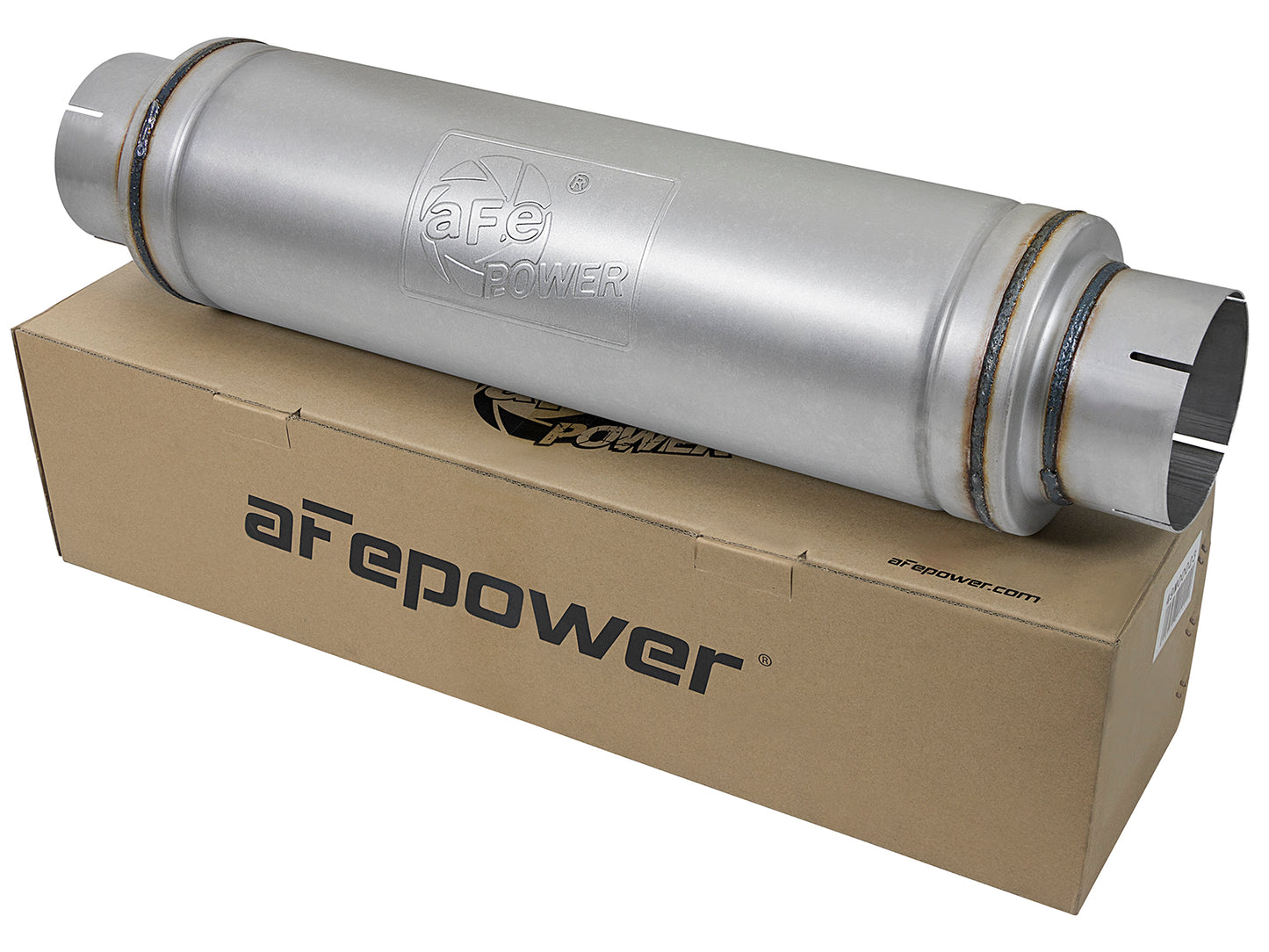 aFe ATLAS 5in Center/Center Aluminized Steel Muffler | Universal (49M00023)
