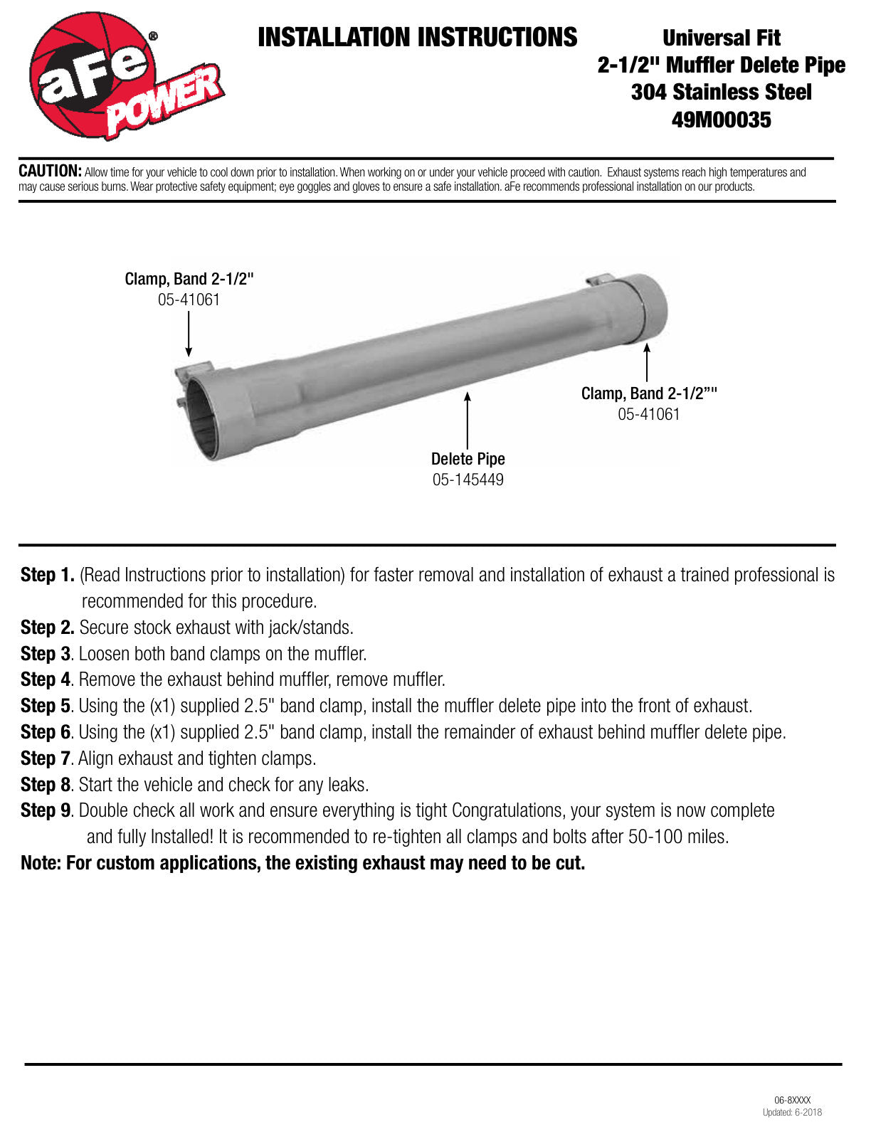 aFe MACH Force-Xp 409 SS Muffler Pipe 2.5in. Inlet/Outlet / 14in. Body / 20in. Length