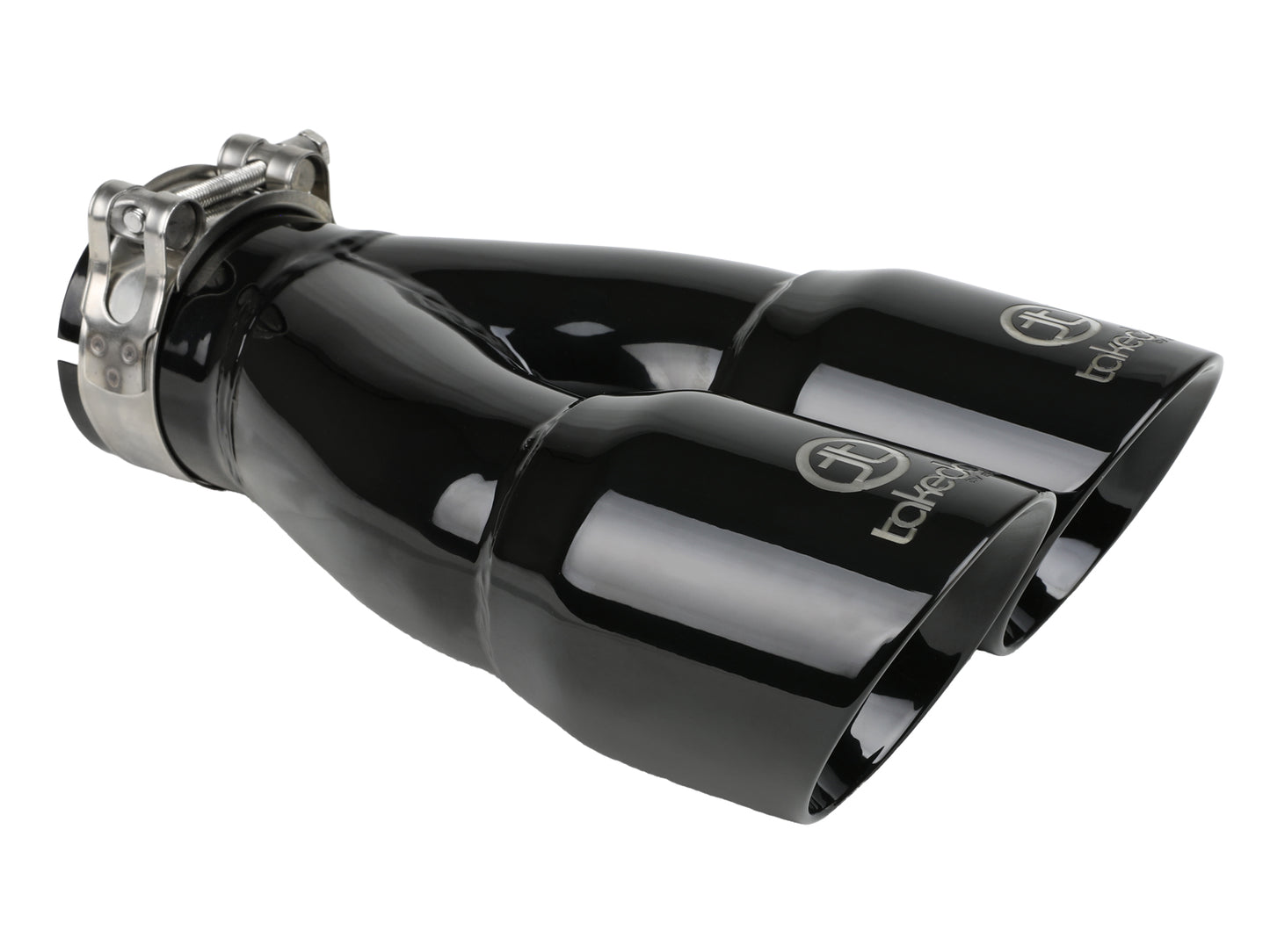 aFe 2.5in 304 Stainless Steel Clamp-on Exhaust Tip Dual Outlet Black | Takeda (49T25364-B10)