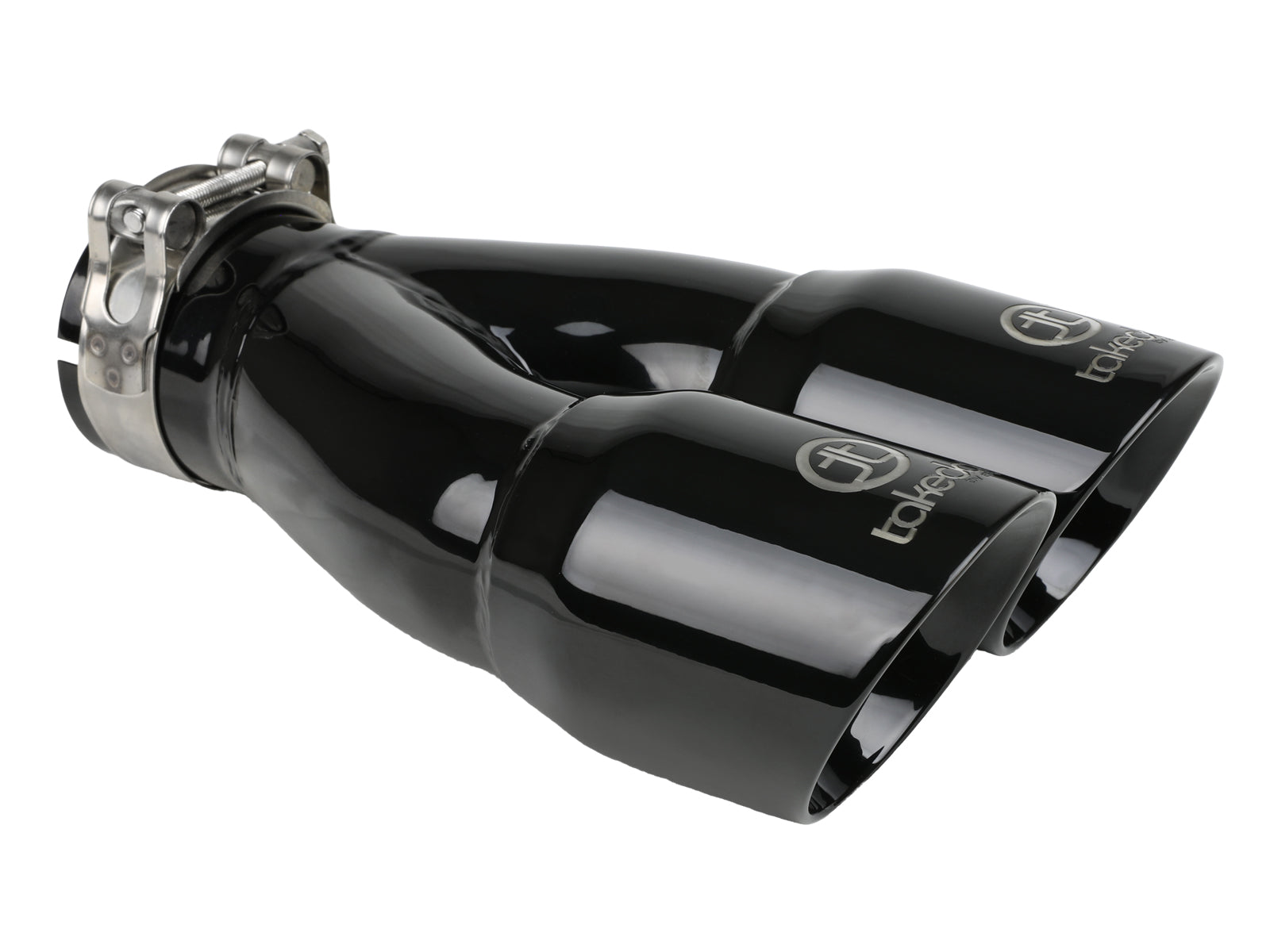 aFe 2.5in 304 Stainless Steel Clamp-on Exhaust Tip Dual Outlet Black | Takeda (49T25364-B10)