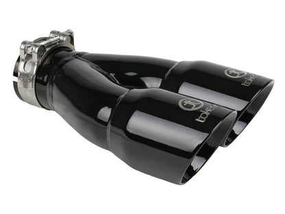 aFe 2.5in 304 Stainless Steel Clamp-on Exhaust Tip Dual Outlet Black | Takeda (49T25364-B10)