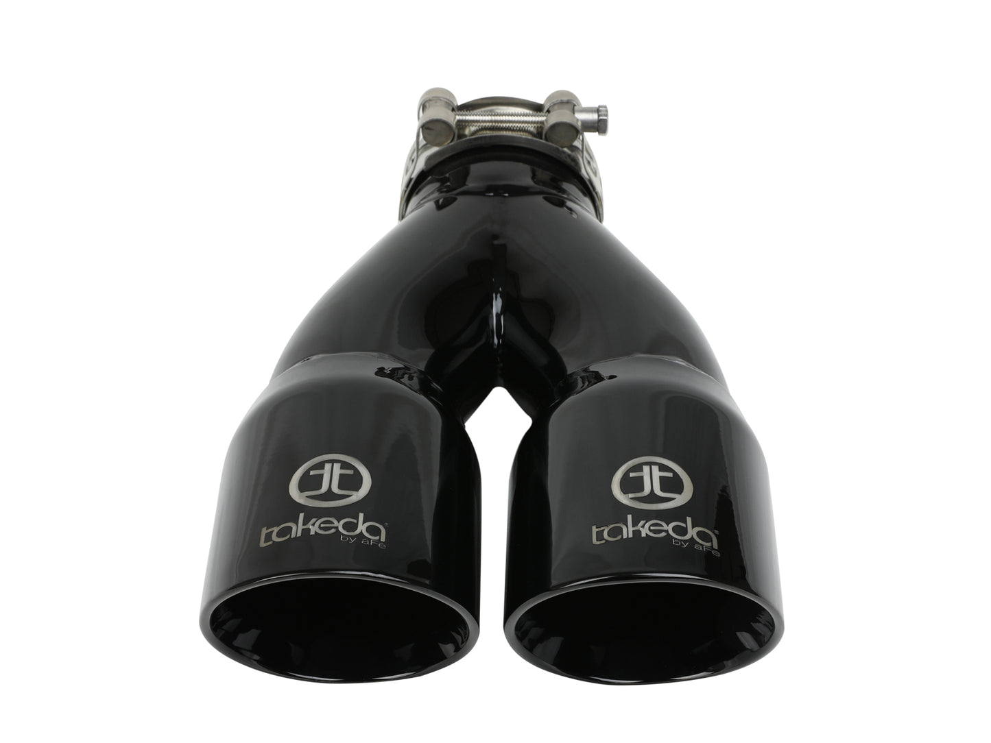 aFe 2.5in 304 Stainless Steel Clamp-on Exhaust Tip Dual Outlet Black | Takeda (49T25364-B10)