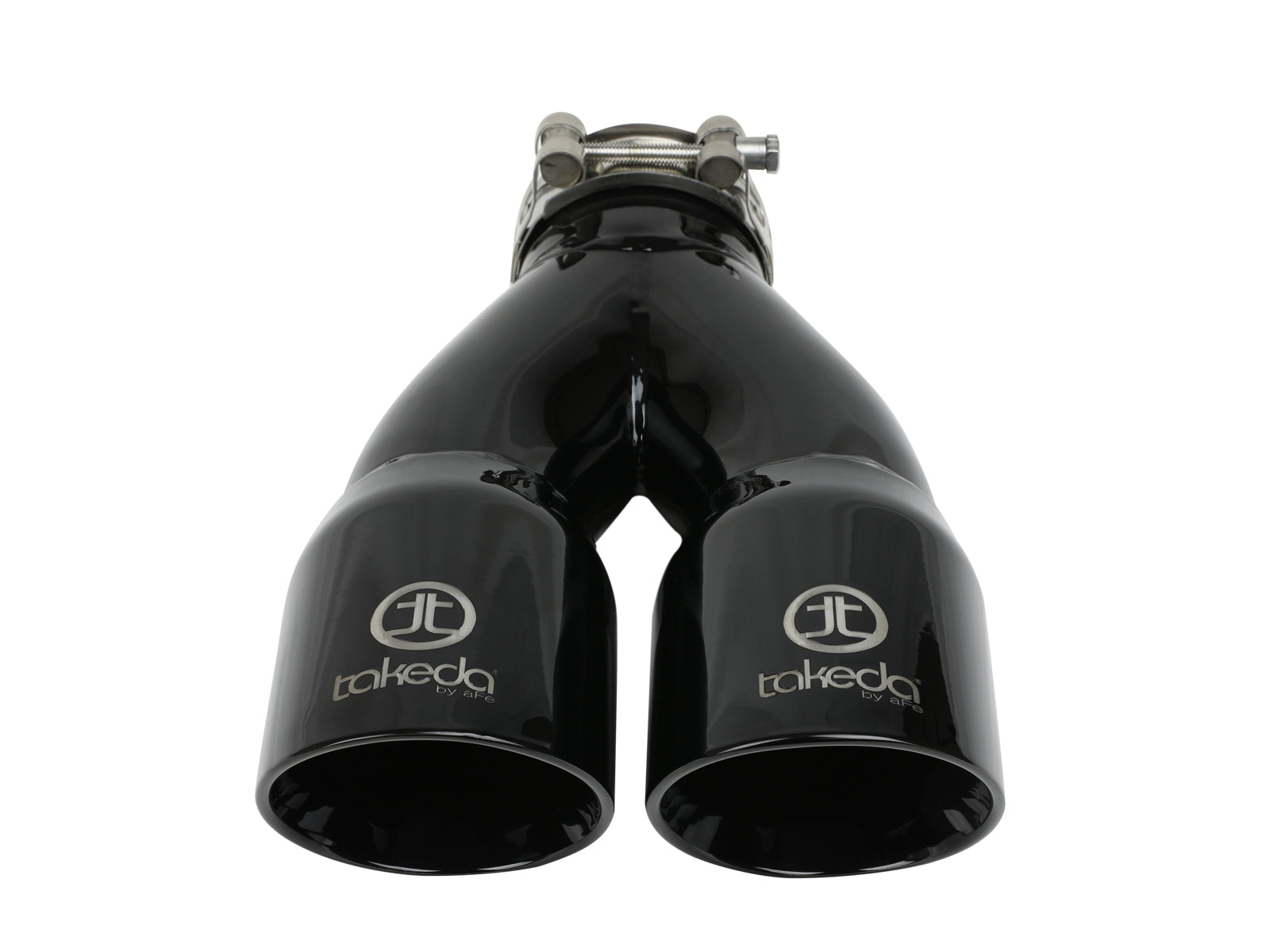 aFe 2.5in 304 Stainless Steel Clamp-on Exhaust Tip Dual Outlet Black | Takeda (49T25364-B10)