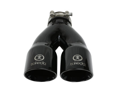 aFe 2.5in 304 Stainless Steel Clamp-on Exhaust Tip Dual Outlet Black | Takeda (49T25364-B10)