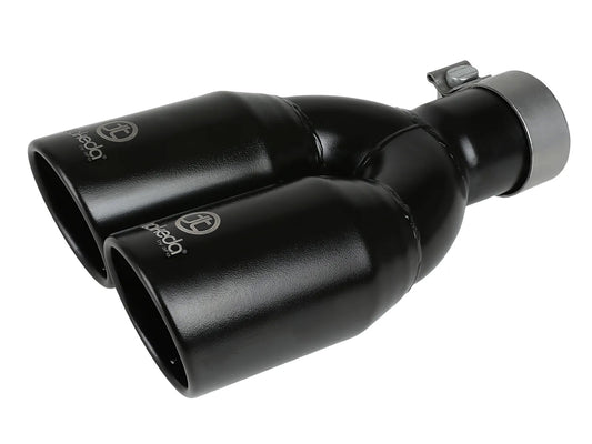 aFe Takeda 304 Stainless Steel Clamp-on Exhaust Tip Black 2-1/2ininlet x 3-1/2in Outlet X 12in L