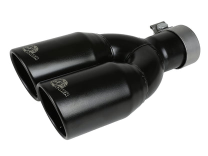 aFe 2.5in Inlet 3.5in Outlet SS Clamp-on Exhaust Tip Black | MACH Force-Xp 49T25374-B12