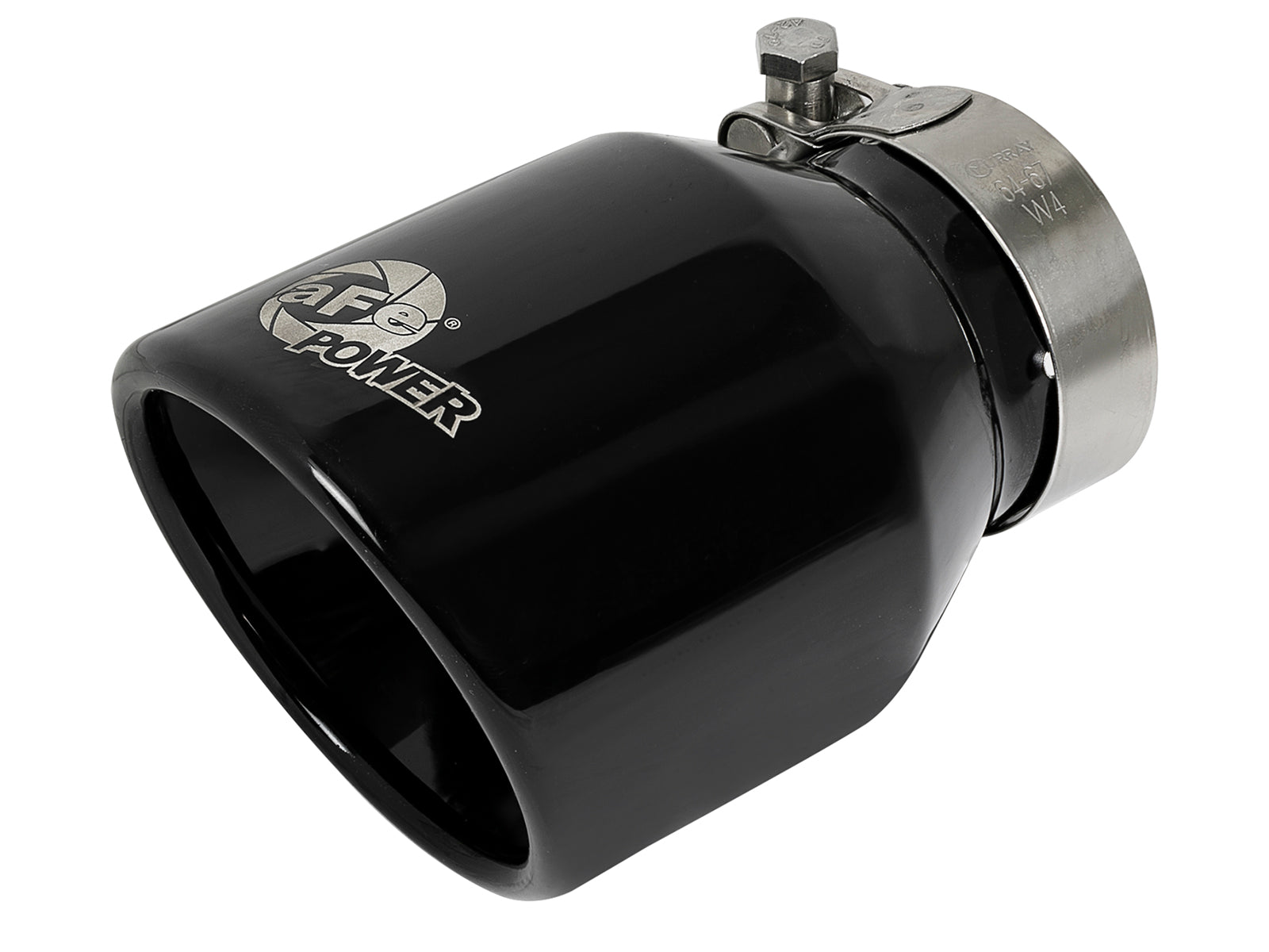 aFe 2.5in Inlet 4in Outlet 6in L SS Clamp-On Exhaust Tip Black | MACH Force-Xp 49T25404-B06