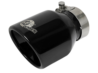 aFe 2.5in Inlet 4in Outlet 6in L SS Clamp-On Exhaust Tip Black | MACH Force-Xp 49T25404-B06