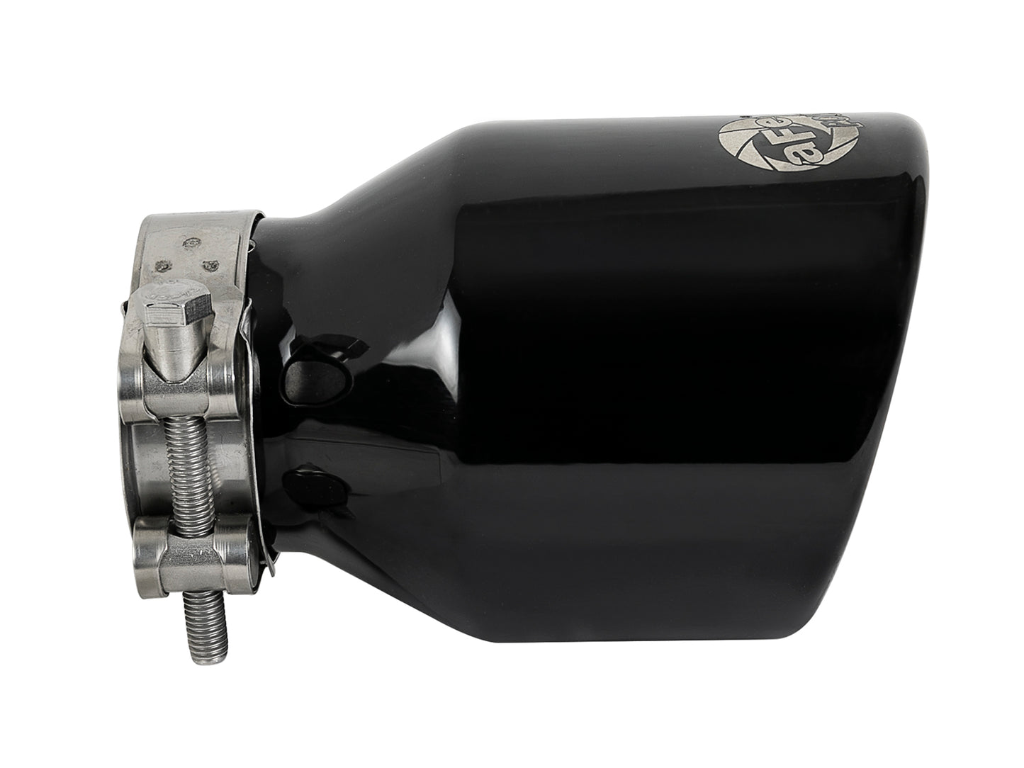 aFe 2.5in Inlet 4in Outlet 6in L SS Clamp-On Exhaust Tip Black | MACH Force-Xp 49T25404-B06