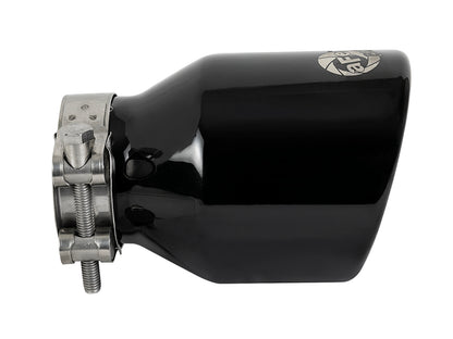 aFe 2.5in Inlet 4in Outlet 6in L SS Clamp-On Exhaust Tip Black | MACH Force-Xp 49T25404-B06
