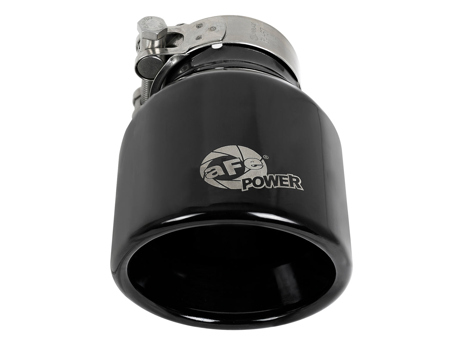 aFe 2.5in Inlet 4in Outlet 6in L SS Clamp-On Exhaust Tip Black | MACH Force-Xp 49T25404-B06