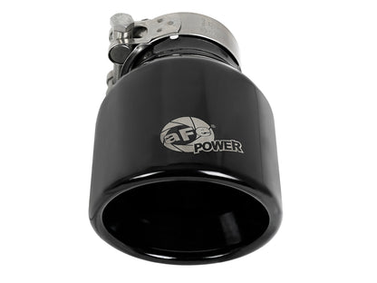 aFe 2.5in Inlet 4in Outlet 6in L SS Clamp-On Exhaust Tip Black | MACH Force-Xp 49T25404-B06