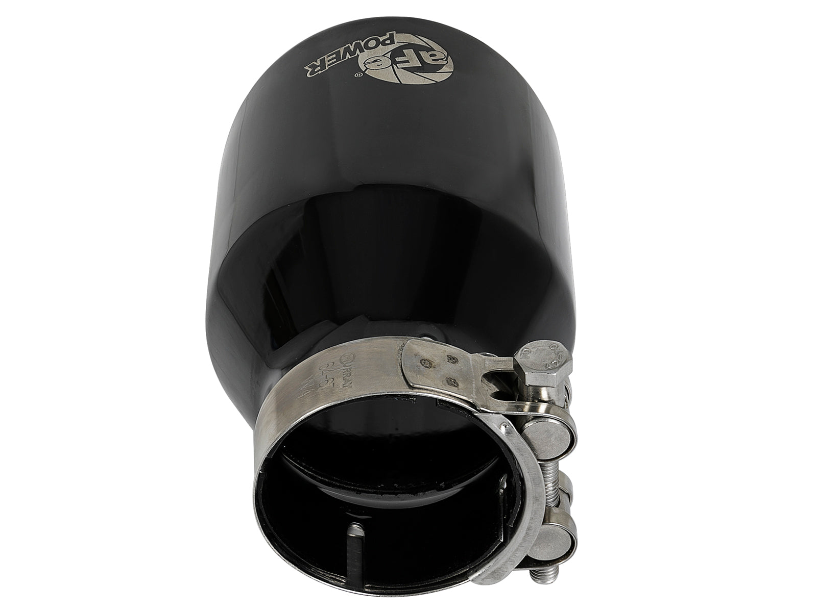 aFe 2.5in Inlet 4in Outlet 6in L SS Clamp-On Exhaust Tip Black | MACH Force-Xp 49T25404-B06