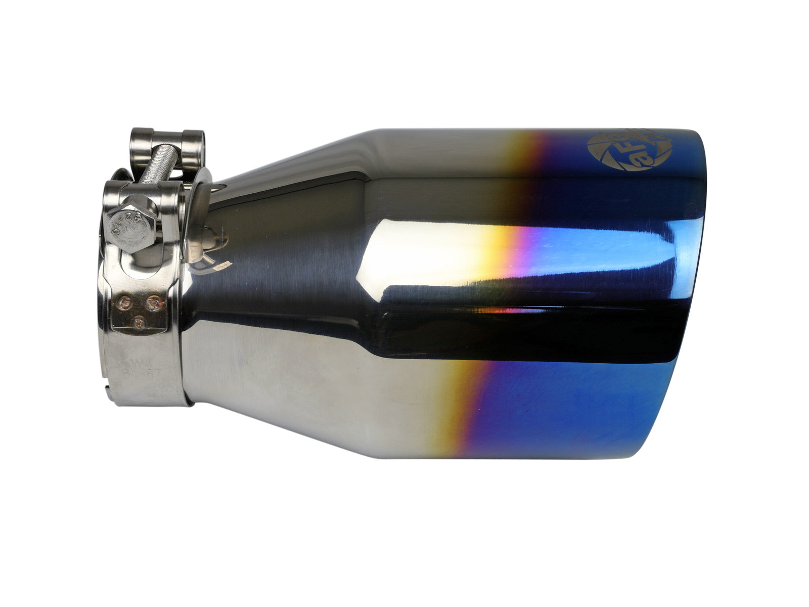 aFe 2.5in Inlet / 4in Outlet SS Clamp-On Exhaust Tip Blue Flame | (49T25404-L071)