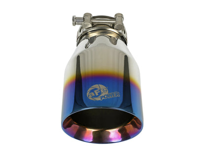 aFe 2.5in Inlet / 4in Outlet SS Clamp-On Exhaust Tip Blue Flame | (49T25404-L071)