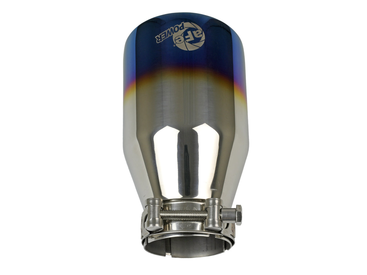 aFe 2.5in Inlet / 4in Outlet SS Clamp-On Exhaust Tip Blue Flame | (49T25404-L071)