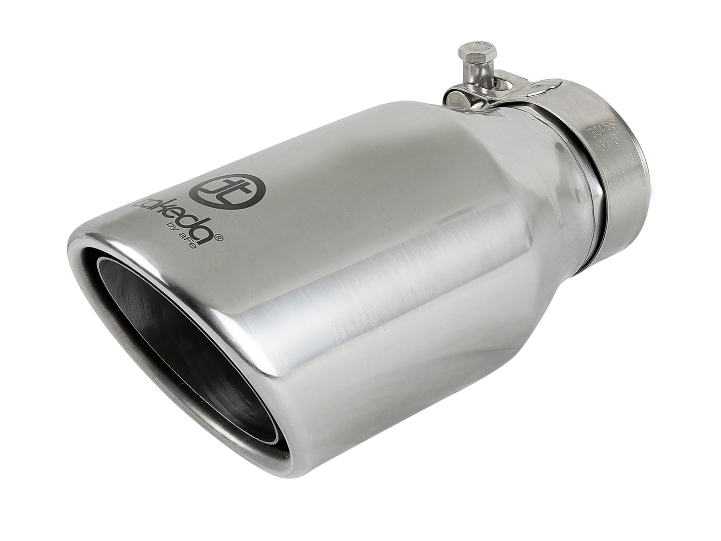aFe Takeda SS Clamp-On Exhaust Tip 2.5in Inlet / 4in Outlet 8in Polished | Universal (49T25404-P08)