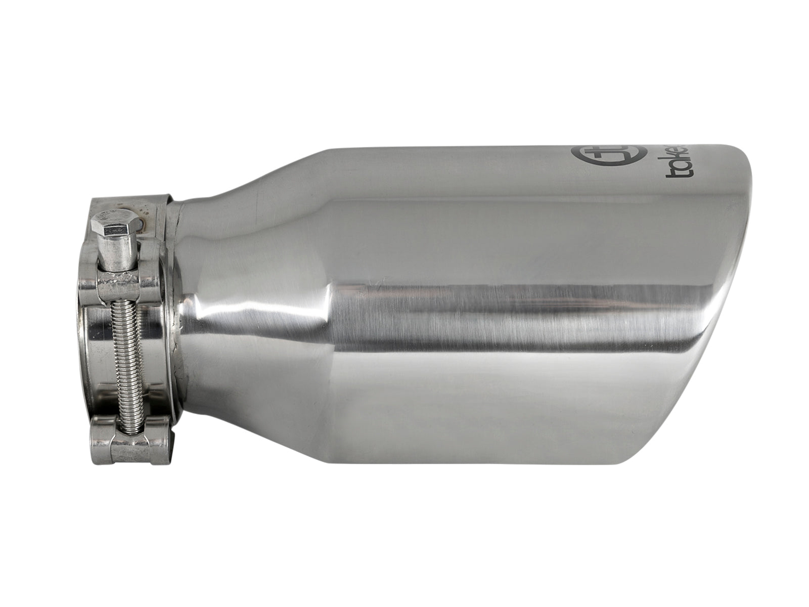 aFe Takeda SS Clamp-On Exhaust Tip 2.5in Inlet / 4in Outlet 8in Polished | Universal (49T25404-P08)