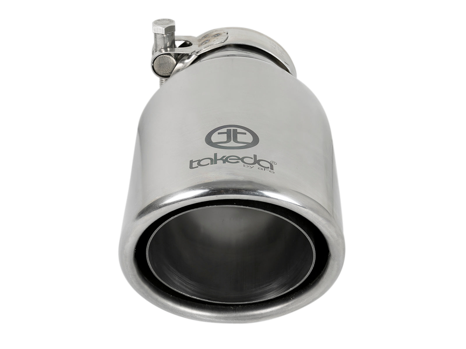 aFe Takeda SS Clamp-On Exhaust Tip 2.5in Inlet / 4in Outlet 8in Polished | Universal (49T25404-P08)