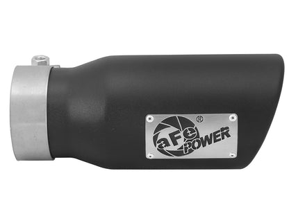 aFe 3in Inlet x 4in Outlet x 9in SS Clamp-On Black Exhaust Tip | Universal (49T30401-B09)