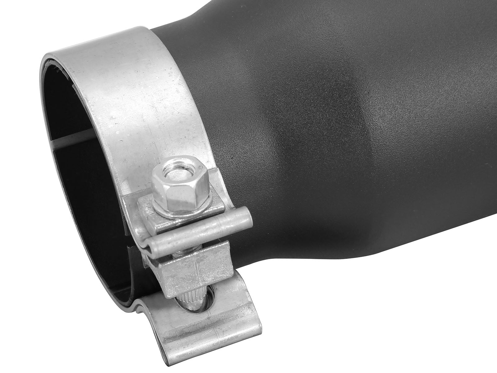 aFe 3in Inlet x 4in Outlet x 9in SS Clamp-On Black Exhaust Tip | Universal (49T30401-B09)