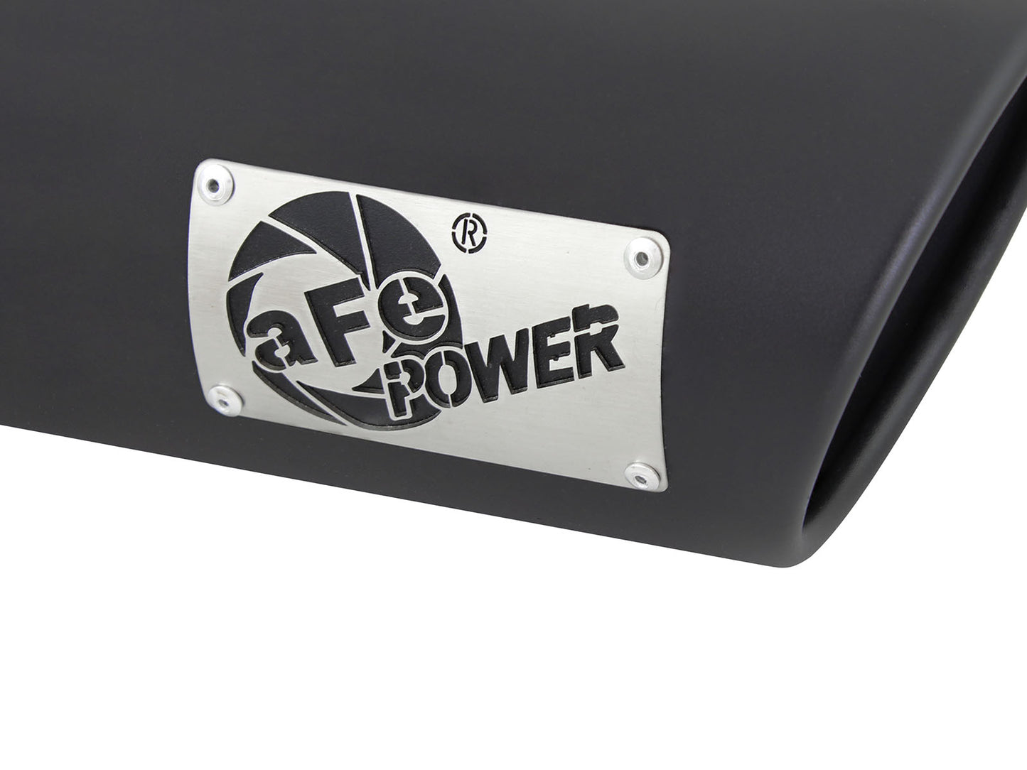 aFe 3in Inlet x 4in Outlet x 9in SS Clamp-On Black Exhaust Tip | Universal (49T30401-B09)