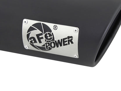 aFe 3in Inlet x 4in Outlet x 9in SS Clamp-On Black Exhaust Tip | Universal (49T30401-B09)