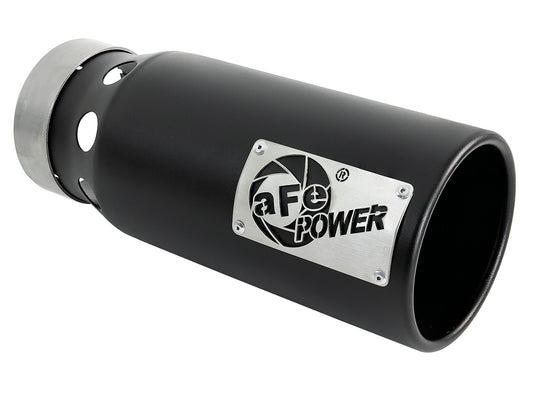 aFe 4in Stainless Steel Clamp-On Exhaust Tip Black Right Side Exit | Saturn 4S 409 (49T40501-B122)
