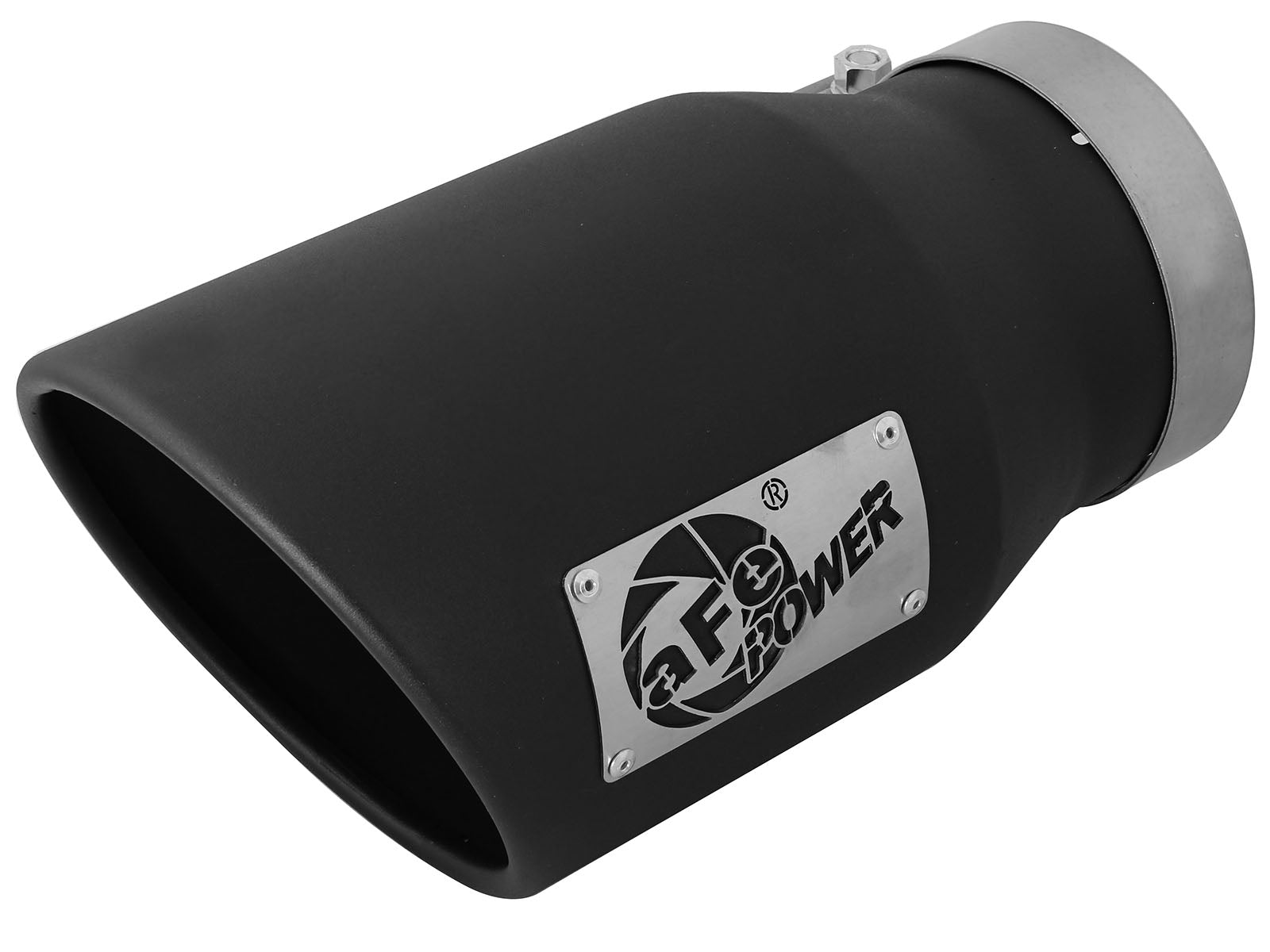 aFe 5in x 7in SS Clamp-On Exhaust Tip | Left Side Exit Black (49T50702-B12)