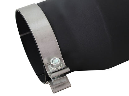 aFe 5in x 7in SS Clamp-On Exhaust Tip | Left Side Exit Black (49T50702-B12)