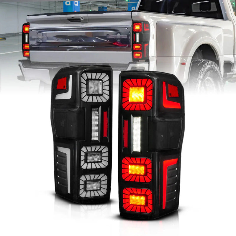 ANZO USA 311492X Black LED Sequential Tail Light Set 23-26 Ford F250/F350 SD