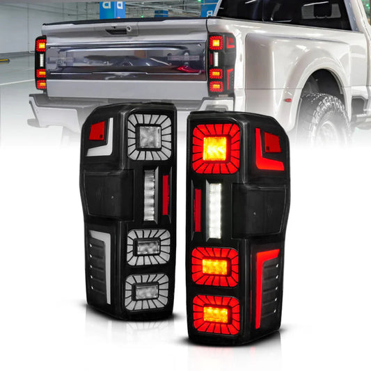 ANZO USA 311492X Black LED Sequential Tail Light Set 23-26 Ford F250/F350 SD
