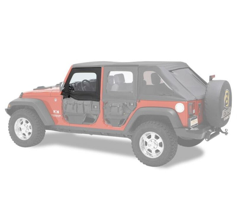 Bestop 51805-17 Front Element Upper Soft Doors Black Twill for 07-18 Wrangler JK