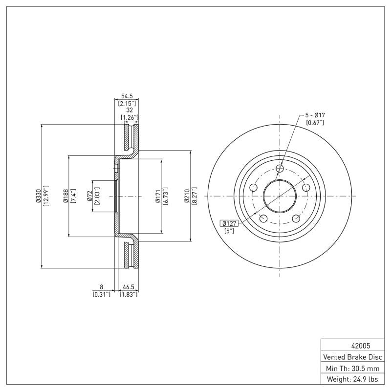 DFC Front Brake Rotor (FRONT): Dodge Durango (11-22)