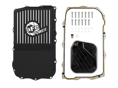 aFe 18-25 Jeep Wrangler JL V6 Transmission Pan - Black w/ Machined Fins