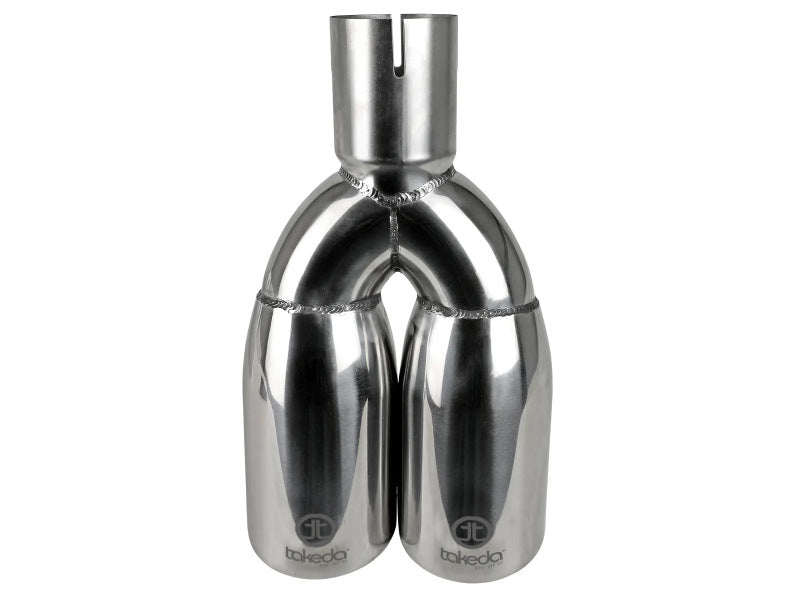 aFe Takeda 304 Stainless Steel Clamp-on Exhaust Tip Polished 2-1/2ininlet x 3-1/2in Outlet X 12in L