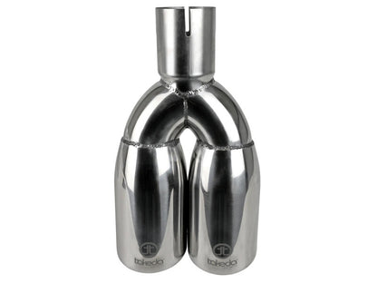 aFe Takeda 304 Stainless Steel Clamp-on Exhaust Tip Polished 2-1/2ininlet x 3-1/2in Outlet X 12in L