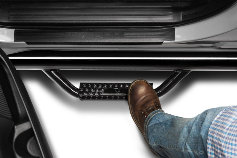 N-Fab Nerf Step 07-17 Toyota Tundra CrewMax 5.6ft Bed - Gloss Black - W2W - 3in