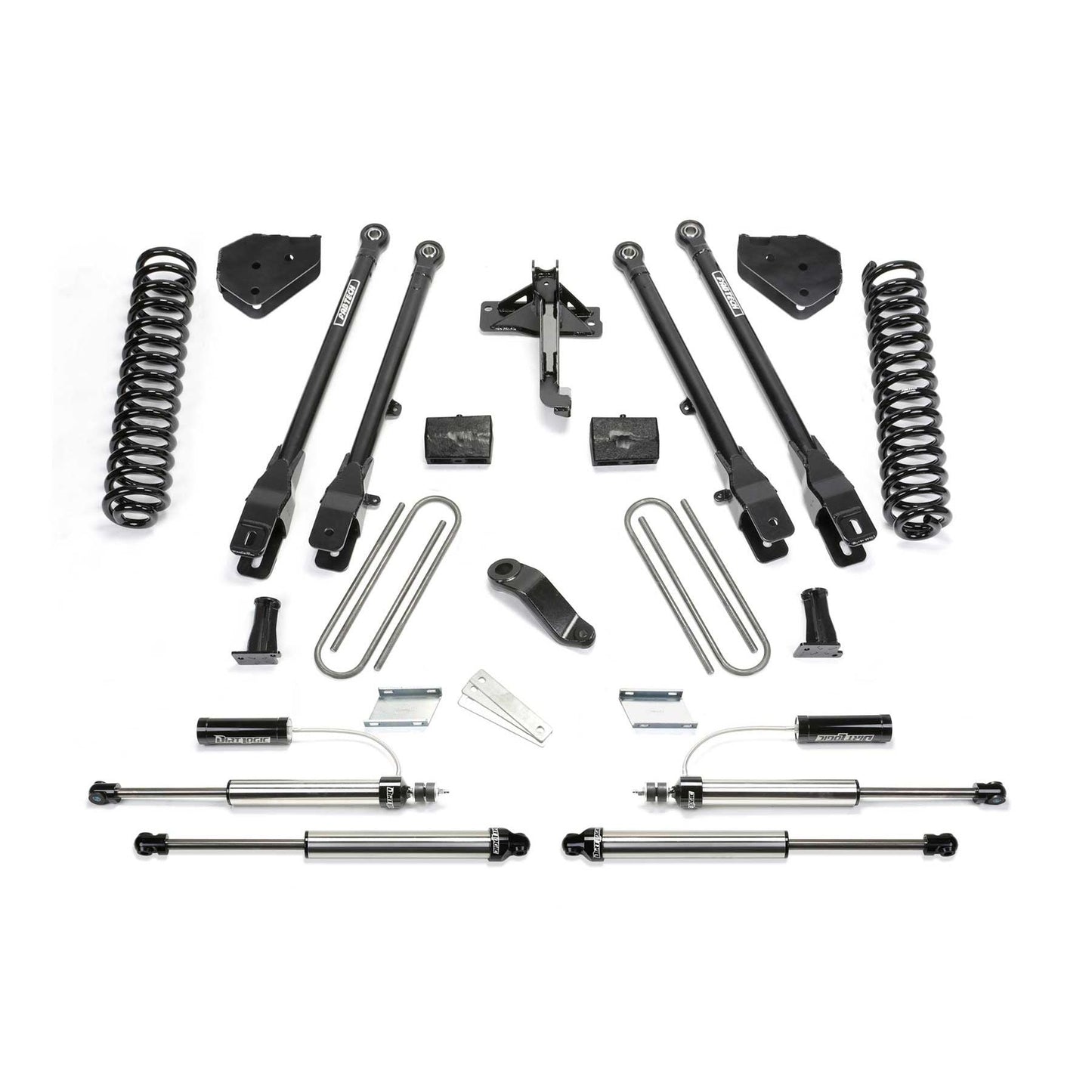 Fabtech 4" 4-Link System w/ Coils & 2.25" Dual Reservoir Front and Dual Rear Shocks | Ford F250/350 4WD (17-21) (K2292DL)