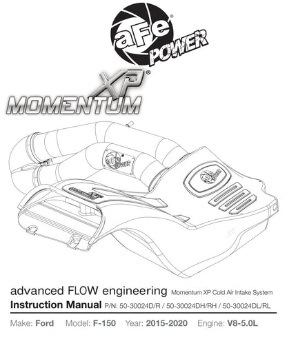 aFe Momentum XP Cold Air Intake w/ Pro 5R Blue | Ford F-150 V8 5.0L 2015-19 (50-30024RL)