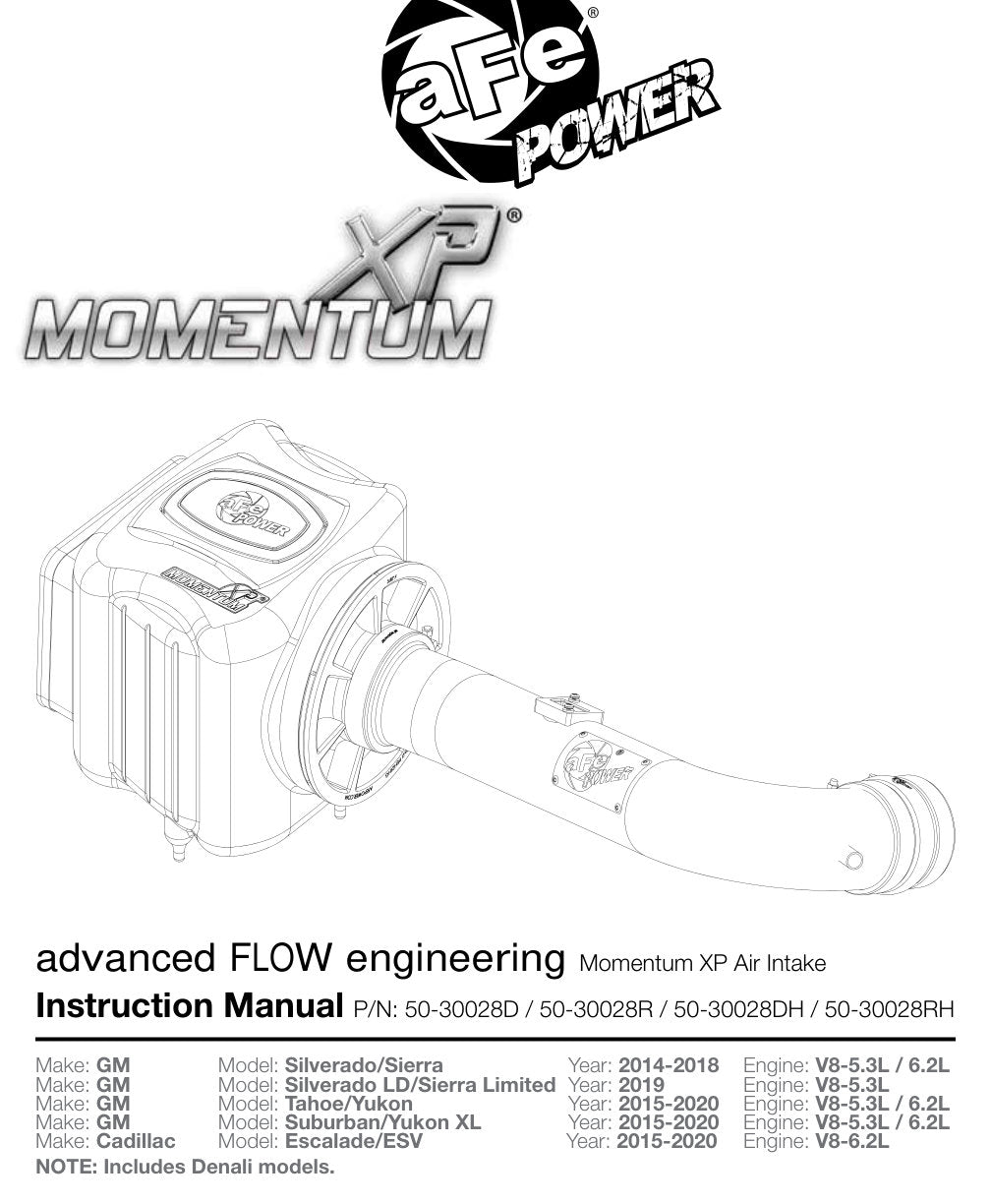 aFe Momentum XP Pro 5R Intake System | GM Trucks/SUVs V8-5.3L (50-30028R)